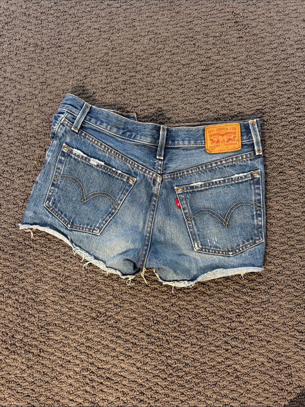 Levi's Distressed Button-Fly Denim Shorts - Blue - Picture 3 of 5